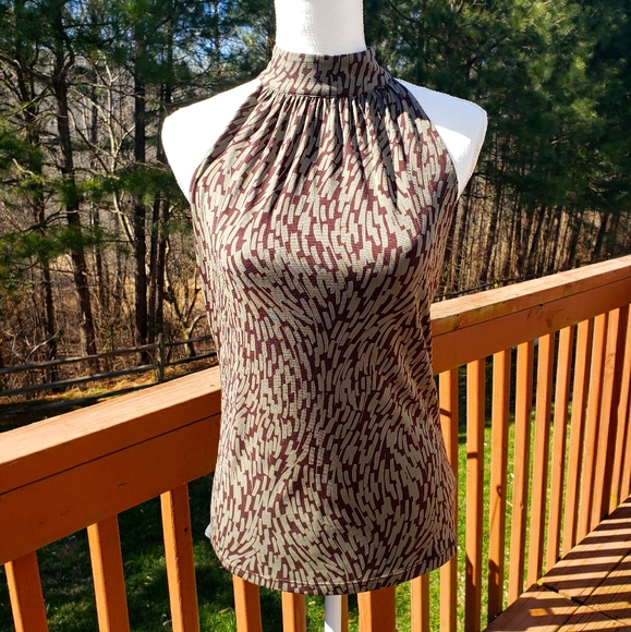Michael Kors Sleeveless Blouse Brown Army Green - Picture 5 of 8